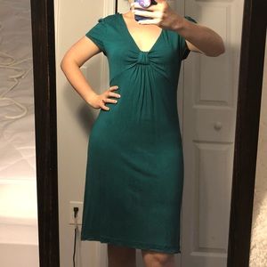 Teal V-neck Banana Republic midi dress
